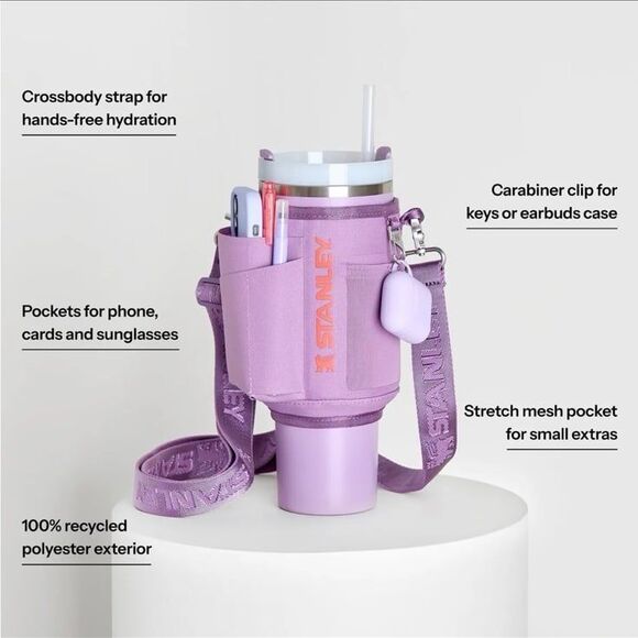 NIB Stanley 40oz All Day Quencher Carry All Tumbler Companion Sling- Fuchsia - Picture 3 of 6